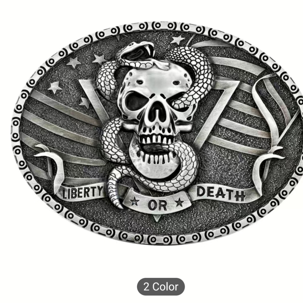 New skull and crossbones snake belt buckle approximately 3.15". Gold ava…